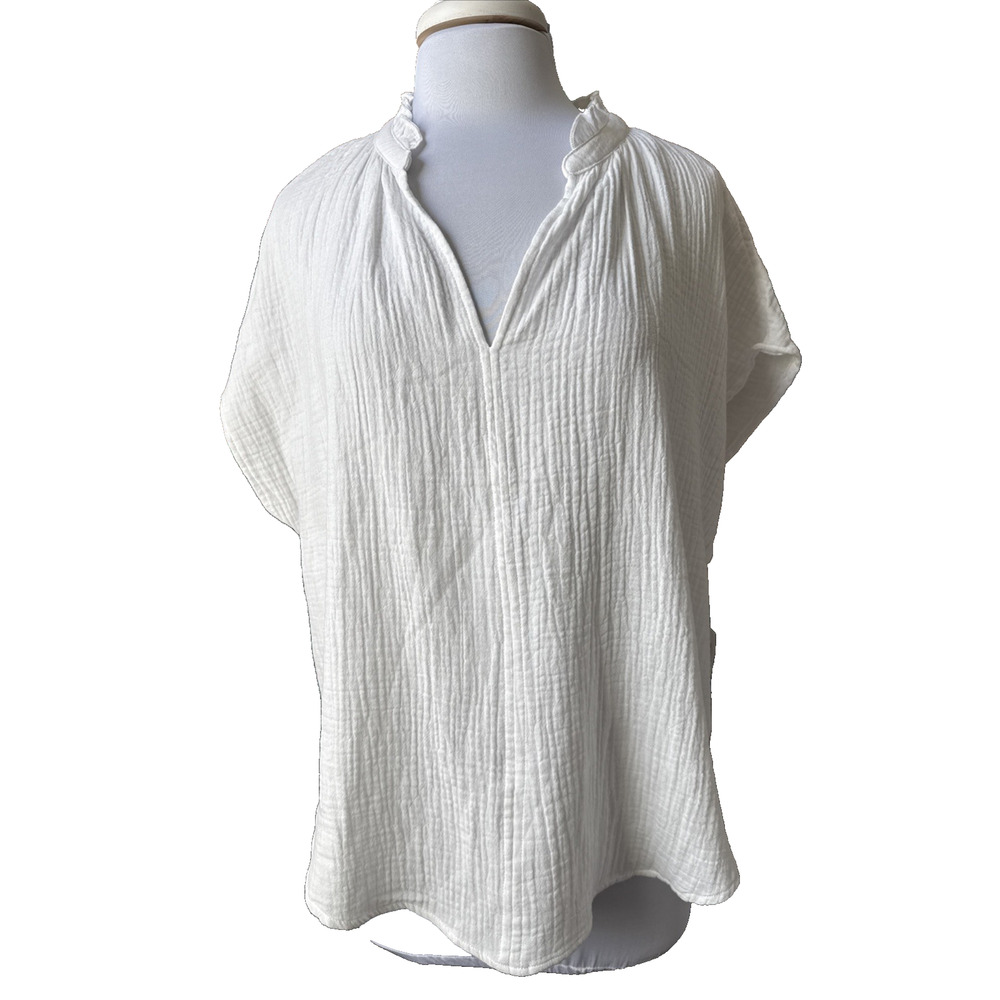 89th & Madison NWT Women’s L Boho Chic Waffle White Blouse Clean White Beach